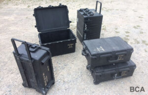 Black wheeled tote cases