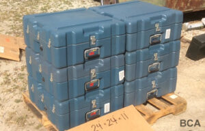 Large blue plastic cases