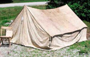 8x10 aged white prospector tent
