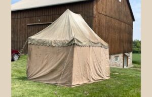 Aged tan tent 10’x15’ gable-style