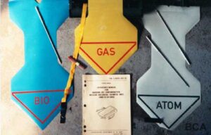 Warning markers for areas of biological, radiation or chemical contamination