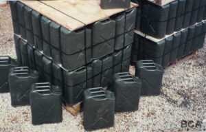 Metal army gas cans
