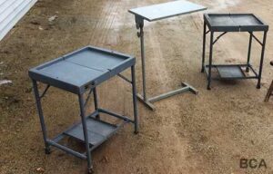 Small gray folding tables