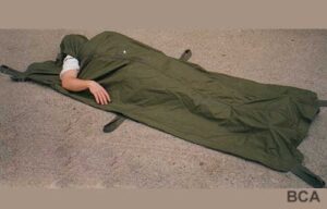Green nylon military body bag