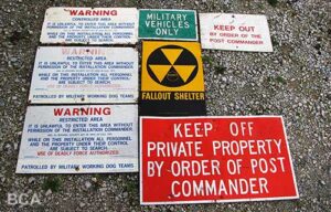 Assorted army base warning signs